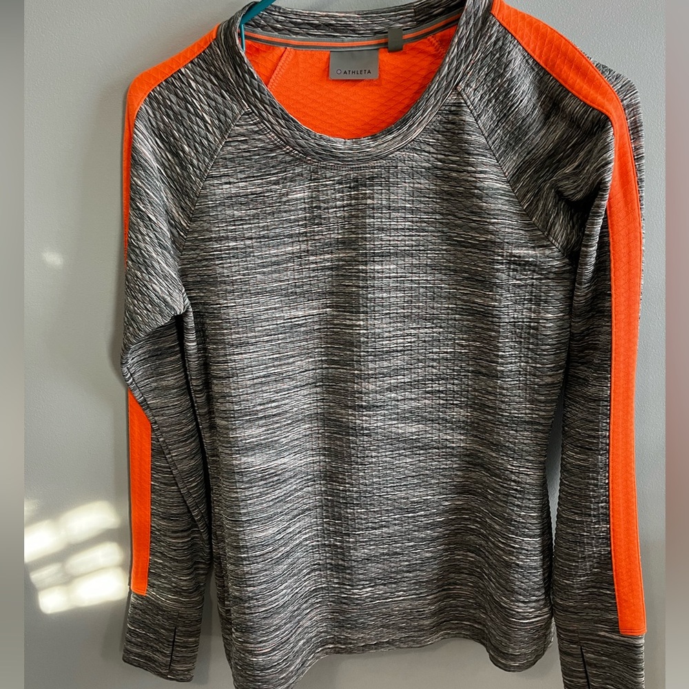 Athleta Gray and Orange Long Sleeve Top